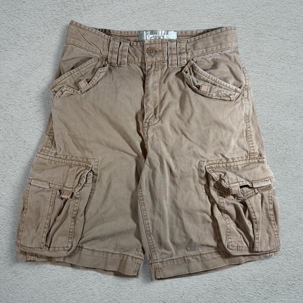 G&M Mens Tan Y2K Cargo Shorts Size 29 Khaki Cotton Multi Pocket 10 In Inseam